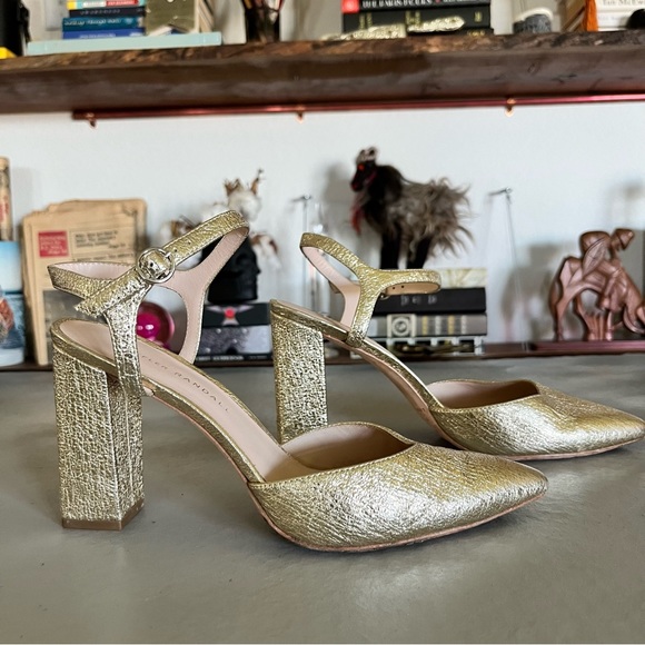 Loeffler Randall Leily Gold D'Orsay Block Heels - Picture 2 of 13